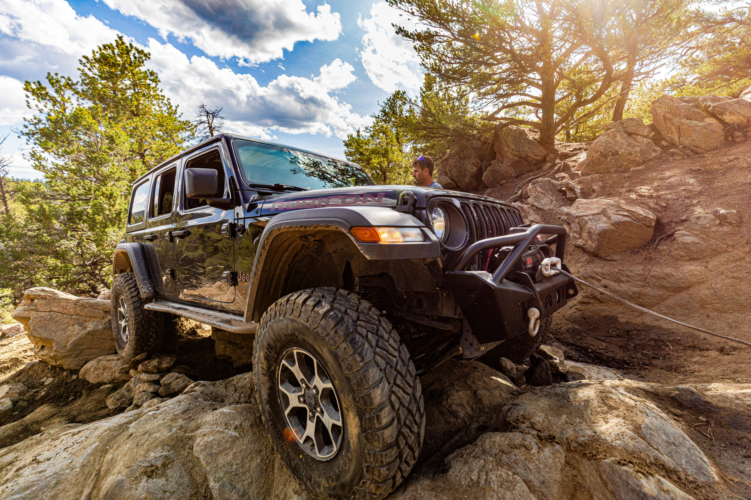 Using winch for recovery on Yansing Gulch trail near Denver